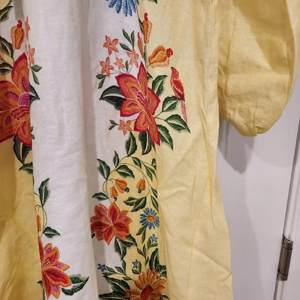 Farm Rio Bloom Garden floral linen maxi dress size large - Picture 5 of 9
